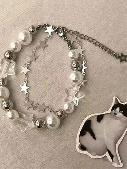Kawaii 1pc Double Layered Star Beaded Bracelet
