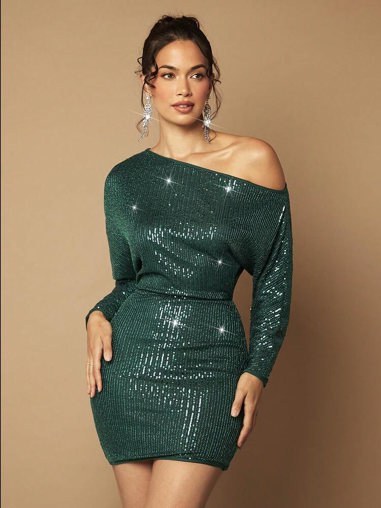 Ladies' One Shoulder Sparkle Dress