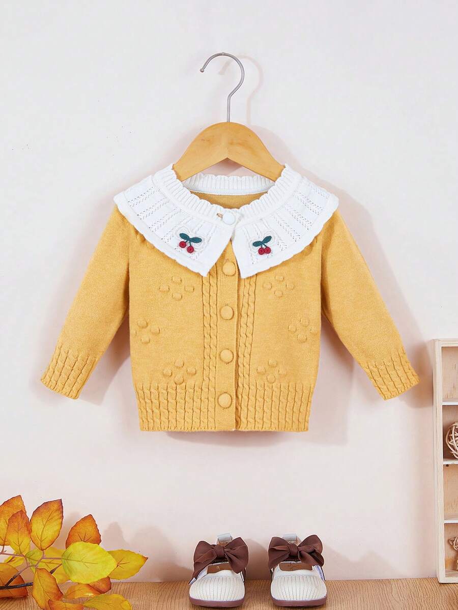 嬰兒(女)開襟衫 - 黃色 - 查看 1