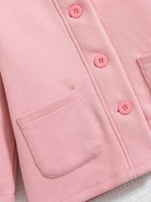 SHEIN 女童淑女風連帽毛呢大衣 - 粉色 - 查看 3