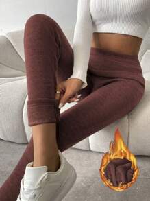 SHEIN Essnce 女士宽腰带保暖内衬紧身裤