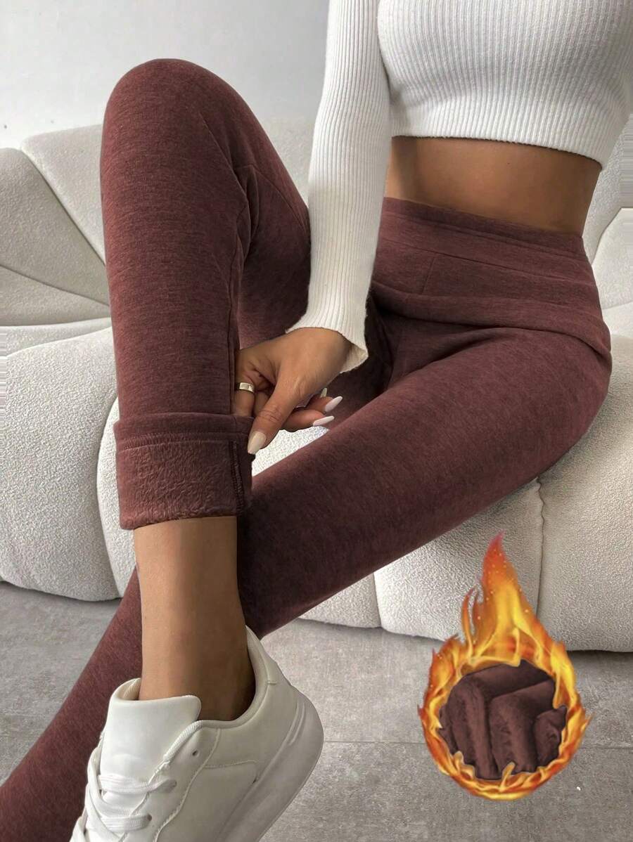 SHEIN Essnce 女士宽腰带保暖内衬紧身裤