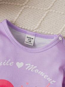 SHEIN 2 Miếng Em bé Cô gái Giải trí Thoải mái Dễ thương Món ăn Mẫu In Đối với Mặc hàng ngày at Nhà - Nhiều màu - Xem 3