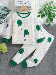 Boys' (little) Cartoon Patterned Loungewear - Multicolor - View 1