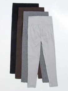 Yoga Basic 4pcs Liền mạch Thắt lưng rộng Quần Xà cạp thể thao - Nhiều màu - Xem 2