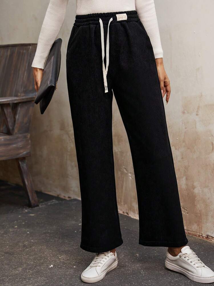 Drawstring Waist Straight Leg Pants Fall Cloth For Women