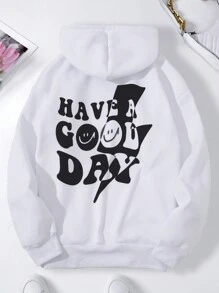 SHEIN Unity Của phụ nữ In Áo nỉ có mũ - trắng - Xem 3