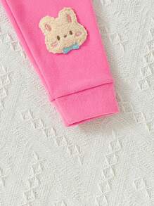 Baby Girls' Pink Cute Rabbit Embroidery 2pcs/set Autumn/winter Comfortable Warm Home Clothes - Multicolor - View 4