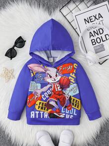 男嬰卡通和字母圖案連帽衫