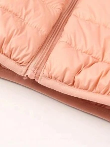 Teenage Girls' Zipper Hooded Padded Coat - Baby Pink - View 4