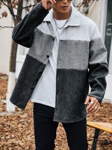 Manfinity Homme Nam Plus Khối màu Nút phía trước Áo khoác - Nhiều màu - Xem 4