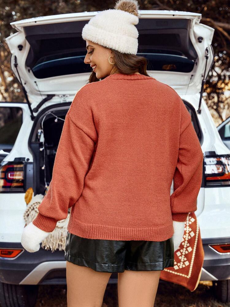 Plus Cable Knit Drop Shoulder Sweater Knit Pullover Fall Winter Sweater