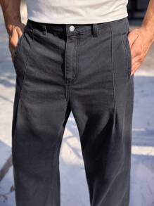 Manfinity EZcore 男士寬鬆直筒牛仔褲 - 黑色 - 查看 3