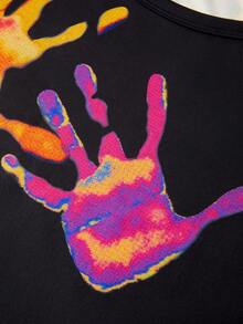 SHEIN Coolane 手掌圖案修身連體衣 - 黑色 - 查看 10