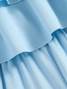 SHEIN Tween Girl Ruffle Casual Jumpsuit, & Versatile For Holiday & Everyday Wear, Spring & Summer - Blue - View 4