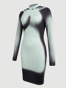 INAWLY Women's Body Heat Map Printed Dress - Black - View 7