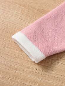 揉皺 前紐扣純色嬰童（女）毛衣套裝 - 粉色 - 查看 6