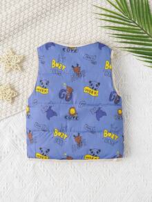 Con trai Xanh In động vật hoạt hình Ấm áp Áo vest - Màu xanh lam - Xem 2