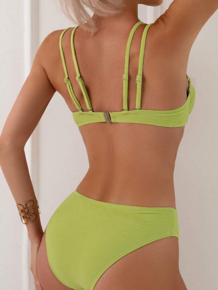 Solid Colored Bikini Set With Underwire Summer