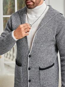 Manfinity Unisex Uomo 1 pezzo Cardigan con doppia tasca bordo a contrasto con cappuccio