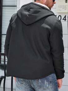 Manfinity Homme Veste À Capuche Doublée De Teddy De Grande Taille Pour Homme À Coupe Ample - Noir - Voir 2