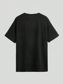 ROMWE Goth Áo thun in hình Cat & Moon, trường học - màu đen - Xem 2