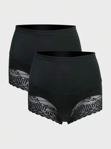 2 Packungen Shapewear Shorts mit Kontrastspitze