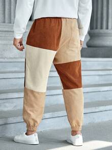 GENTILAND Men Plus Color Block Slant Pocket Pants - Multicolor - View 2