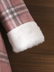 女嬰羊絨領口格紋洋裝