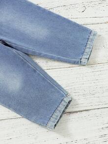 Baby Girls' Flower Patch Overalls Jumpsuit - Baby Blue - View 3