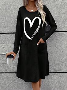 EMERY ROSE 心形圖案連衣裙 - 黑色 - 查看 6