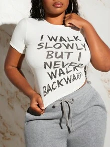 SHEIN Slayr 標語圖案短款T恤&腰部抽繩衛褲 - 彩色 - 查看 1