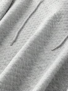 SHEIN LUNE Áo nỉ cổ rút màu trơn cỡ lớn - Xám - Xem 3