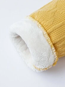 SHEIN Baby Girls' Thick Warm Fleece Round Neck Long Sleeve Sweatshirt, Comfortable To Wear At Home, For Daily Wear And Winter - Yellow - View 5