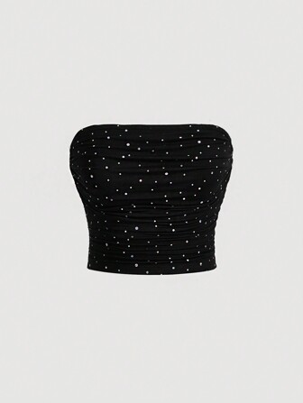 SHEIN MOD Top Bandeau À Sequins À Ruché