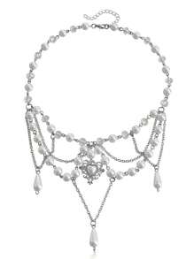 ROMWE Goth Faux Pearl Decor Heart Pendant Necklace