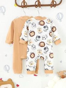 Đứa bé trai 2 Miếng Đồ họa Hoạt hình Áo liền quần - Nhiều màu - Xem 2