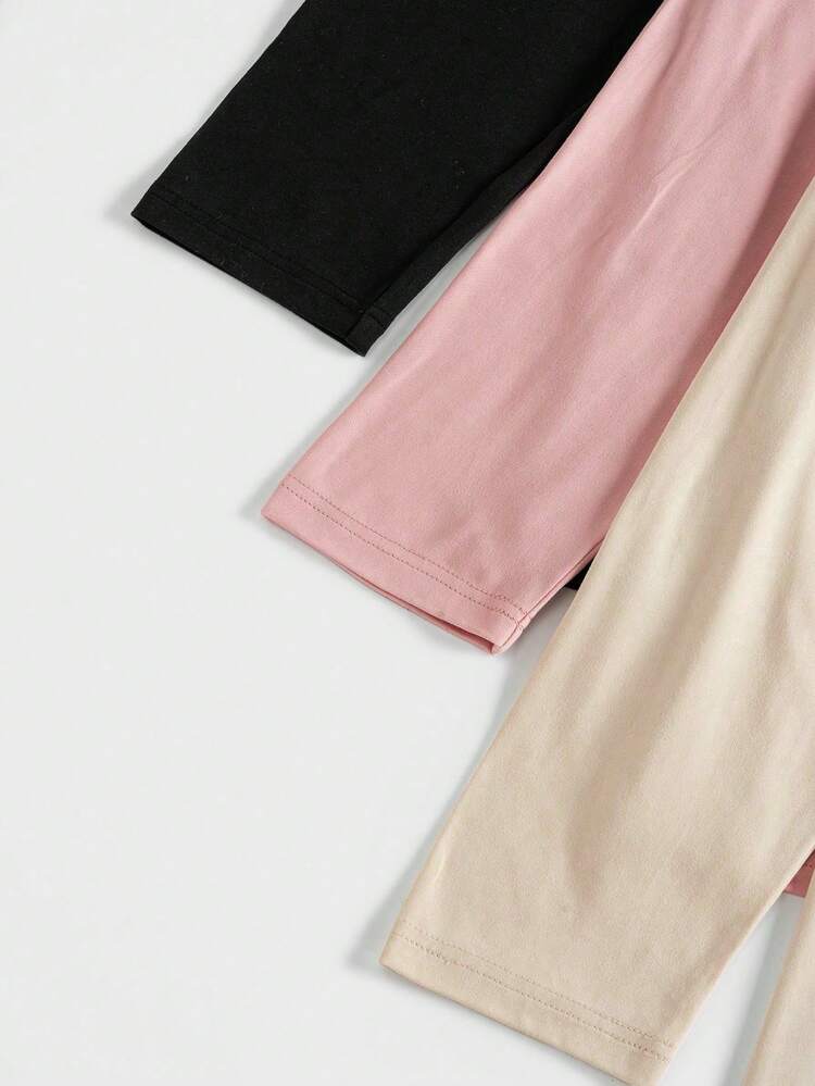 Plus 3pcs Solid Button Detail Tee