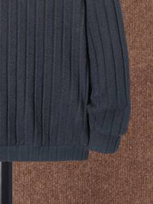 SHEIN 男大童素色連帽衛衣和褲子 - 藏蓝色 - 查看 5