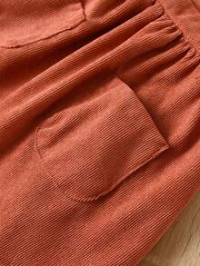 SHEIN Cô Gái Trẻ Cổ giả Áo thun & Thêu hoa Viền Ruffle Đầm Tổng thể - màu nâu - Xem 4