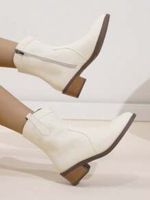 女款踝靴牛仔靴 - 白色 - 查看 3