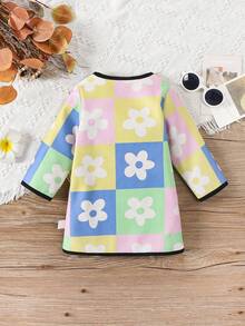 嬰兒女童長款花卉圖案外套 - 彩色 - 查看 2