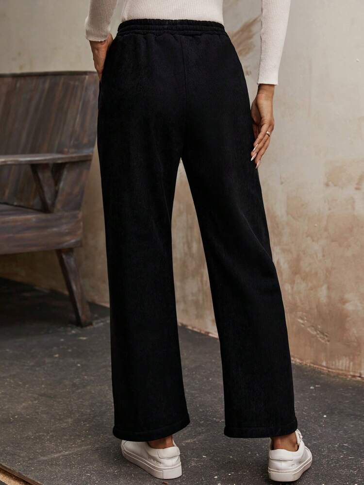 Drawstring Waist Straight Leg Pants Fall Cloth For Women