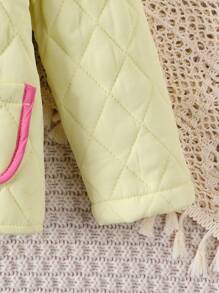 Baby Girl Contrast Binding Quilted Jacket & Skirt