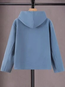 Manfinity Homme Áo khoác nam dài tay có mũ trùm đầu rộng rãi có túi vá - Màu xanh bụi bặm - Xem 2