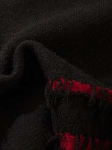 ANDREILEE Men's Autumn/Winter Casual Street Style Polar Fleece Letter Embroidery Distressed Fringe Knit Pullover Sweater - Black - View 4