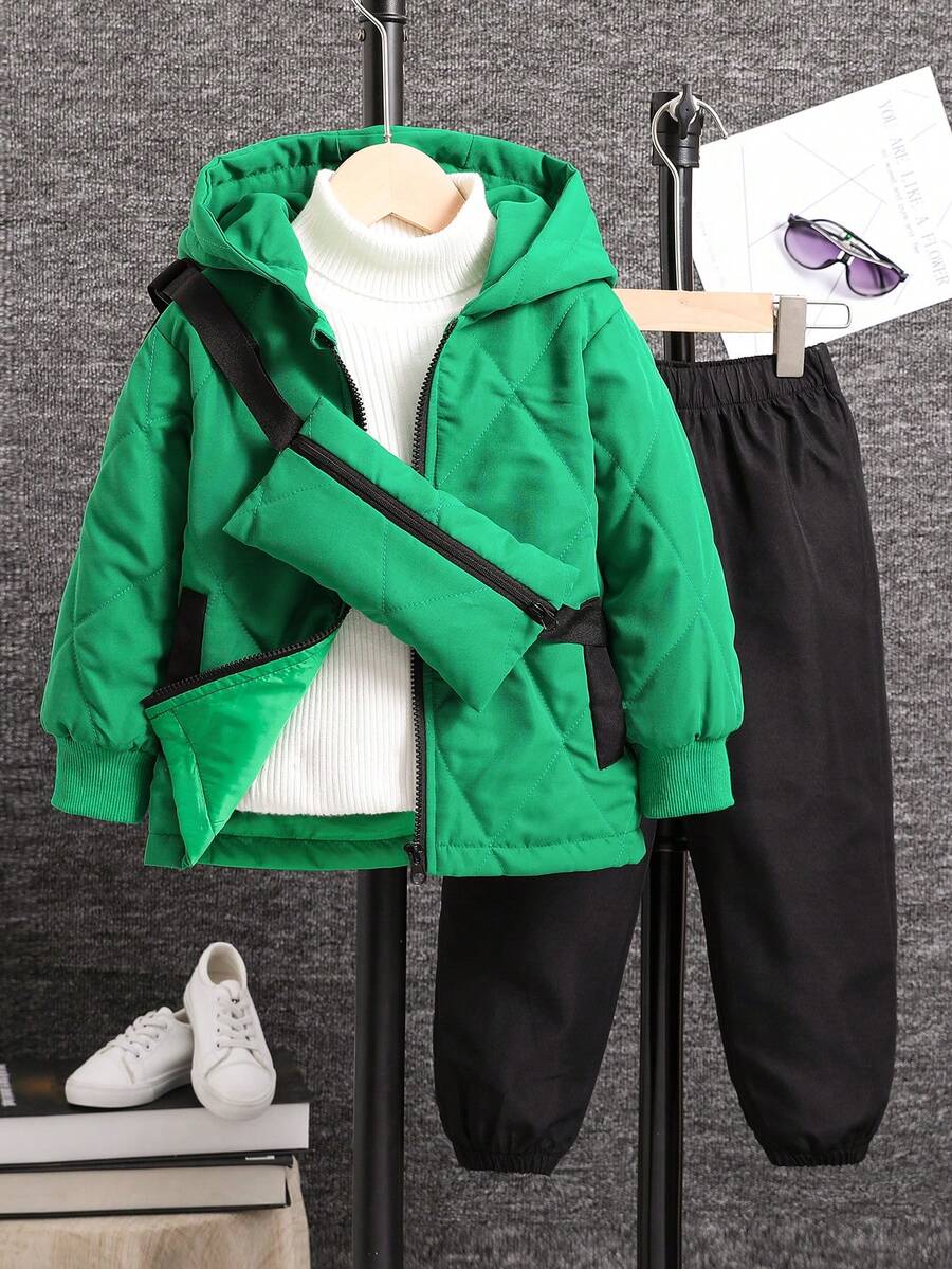 幼兒男童用2入組保暖軟舒適背包,冬季服裝 - 綠色 - 查看 1