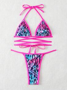 Swim SXY Dames bikiniset met halterband en luipaardprint Summer Beach