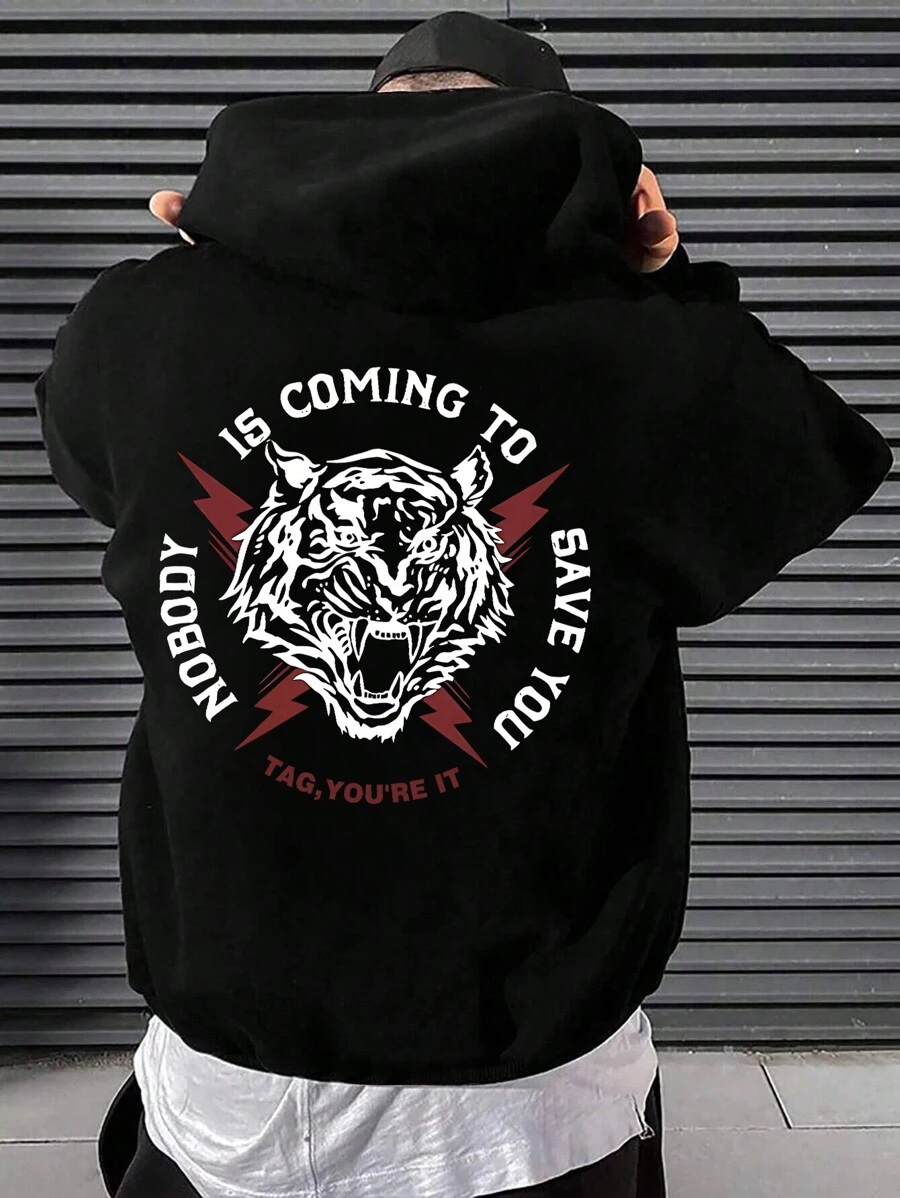 Nam Hoodie Với Hình con hổ - màu đen - Xem 1