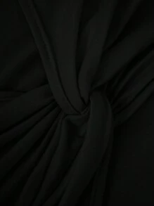 SHEIN Unity Ladies' Twist Knot Top Fall Cloth For Women - Black - View 4